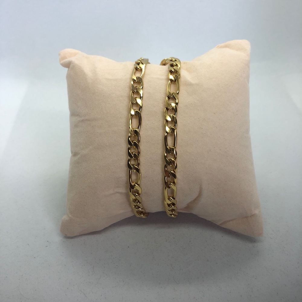 18k Gold Figaro Chain Necklace 22in Men’s Women's - Picture 2 of 10